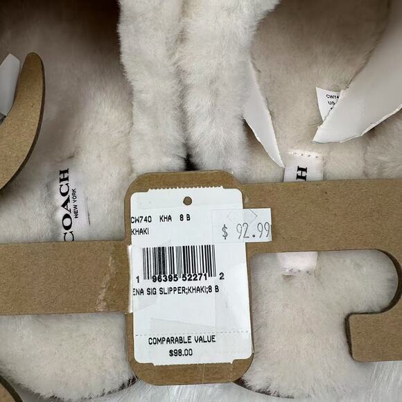 Coach Zena Khaki Slipper In Signature Jacquard Size 8 - Picture 7 of 9